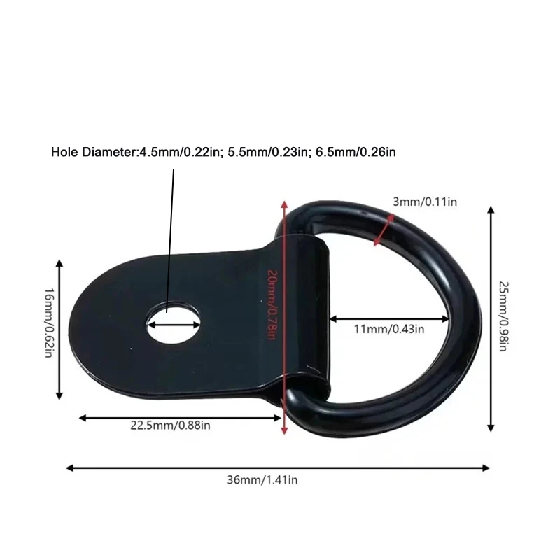 10PCS/Pack D Shape Pull Hook Tie Down Anchor Ring Iron Lashing Ring Load Durable for Truck Trailers RV Boat Cargo Accessories