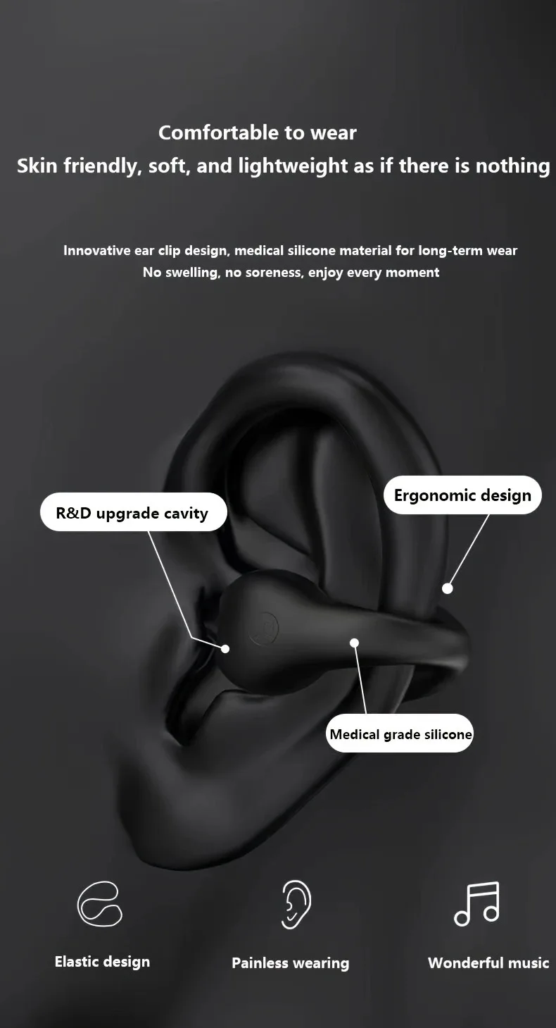 TWS S22 X22 Wireless Headset Earphone Clip Ear Mini Digital Display High Sound Quality Sports True Noise Reduction ANC Bluetooth image 4