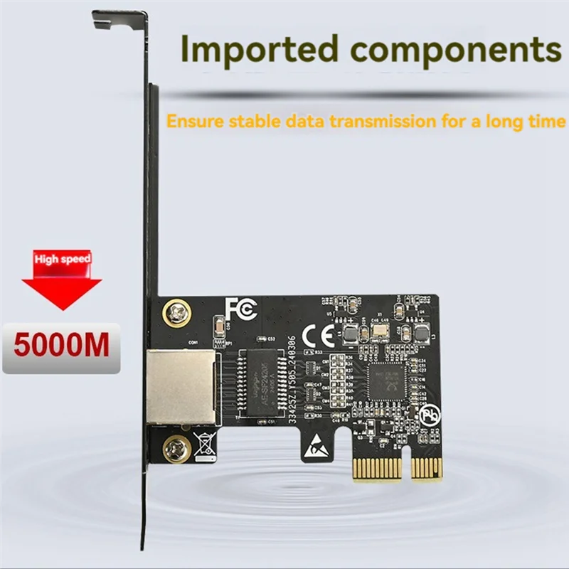 

Dependable-5GB PCIE Network Card PCI Express X1 To RJ45 Gigabit Ethernet Service Network Card 10/100/1000M/2.5G/5G For PC