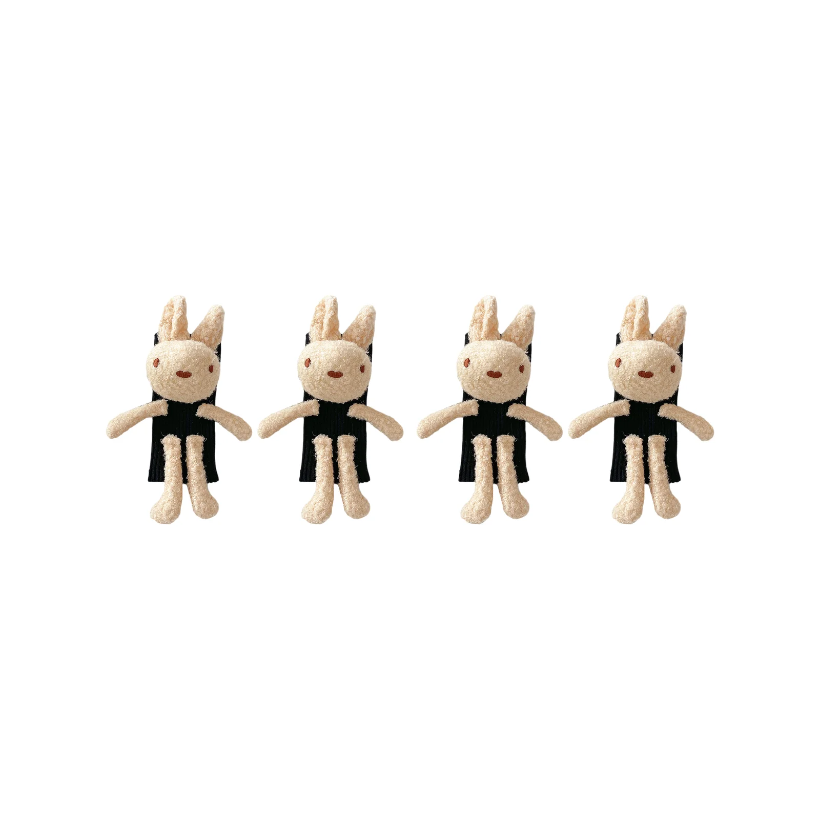 7 pairs of plush bear socks set: black/pink/white rabbit + oatmeal/black/pink/white bear