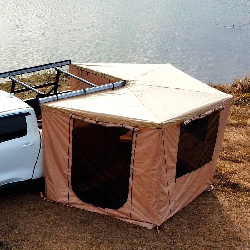 للطي المنبثقة غطاء سقف السيارة المظلة الجانبية في الهواء الطلق خيمة مركبة مظلة التخييم 270 درجة المظلة سيارات سقف t خيمة #5