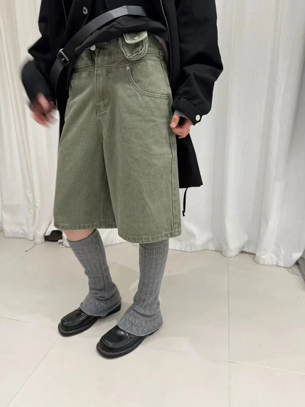 

Vintage Waed Denim Earphone Bag High Waist Straight Leg Pants Retro Color Crtsmanip Middle-Aged Sle Women's Casual Pants