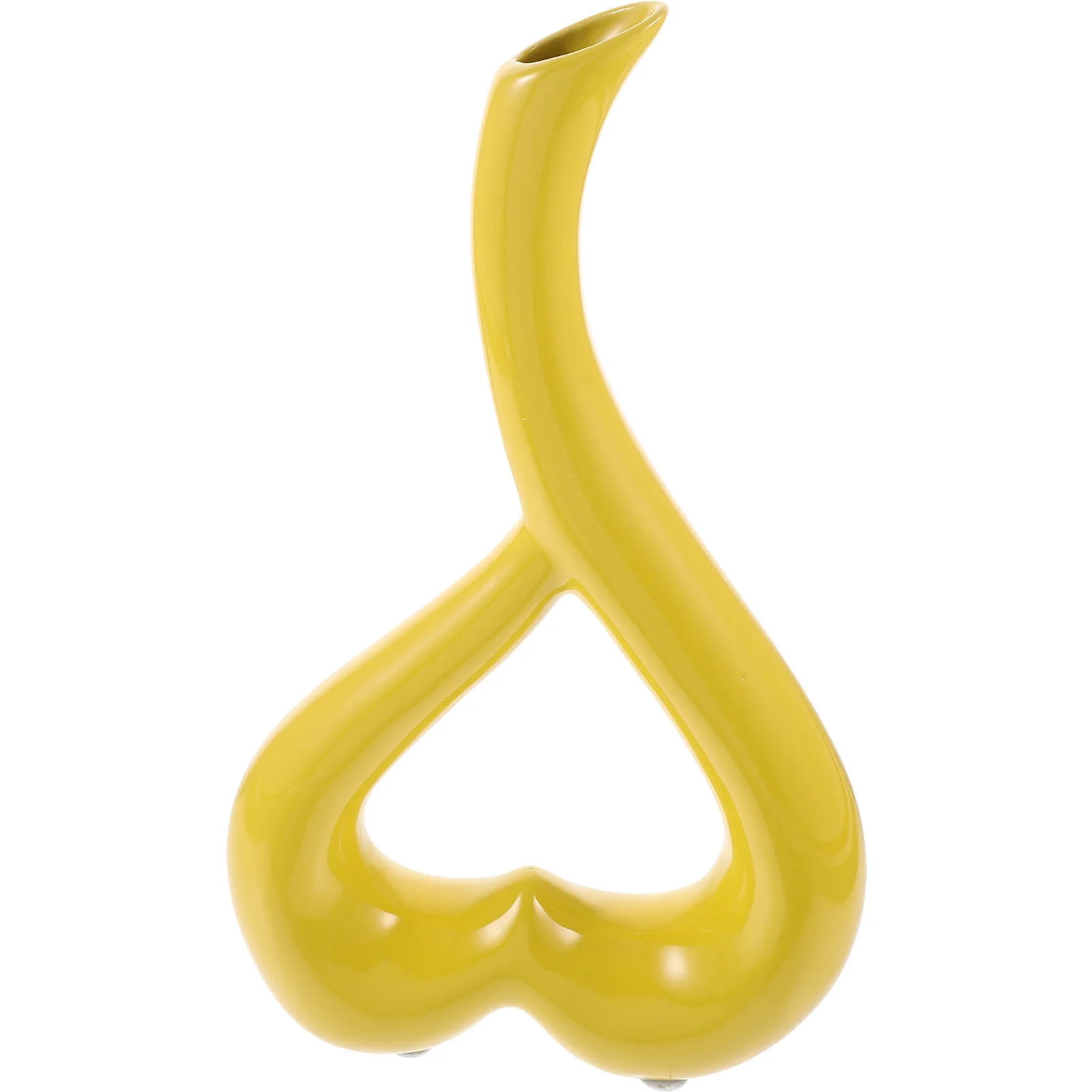 

1Pcs Premium Ceramic Heart Shaped Receptacle No Easy Deformation Flower Vase for Home Study Room Decoration Yellow