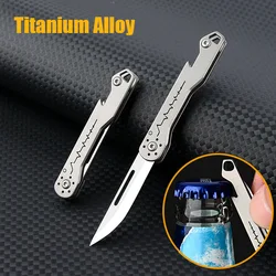 Titanium Alloy Mini Folding Knife With Bottle Opener Sharp EDC Keychain Portable Unboxing Unpacking Express Delivery Knife