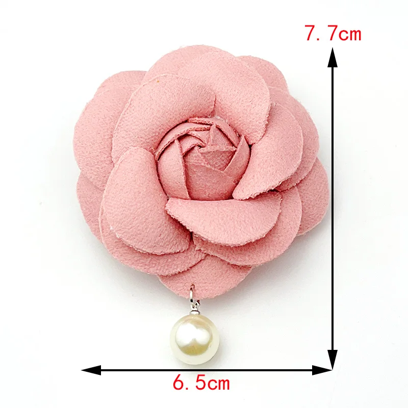 Simple Design Hand Made Artificial Flower Pearl Camellia Brooch Fashion Women Party Colthes Backpack Jewelry Accessories Corsage