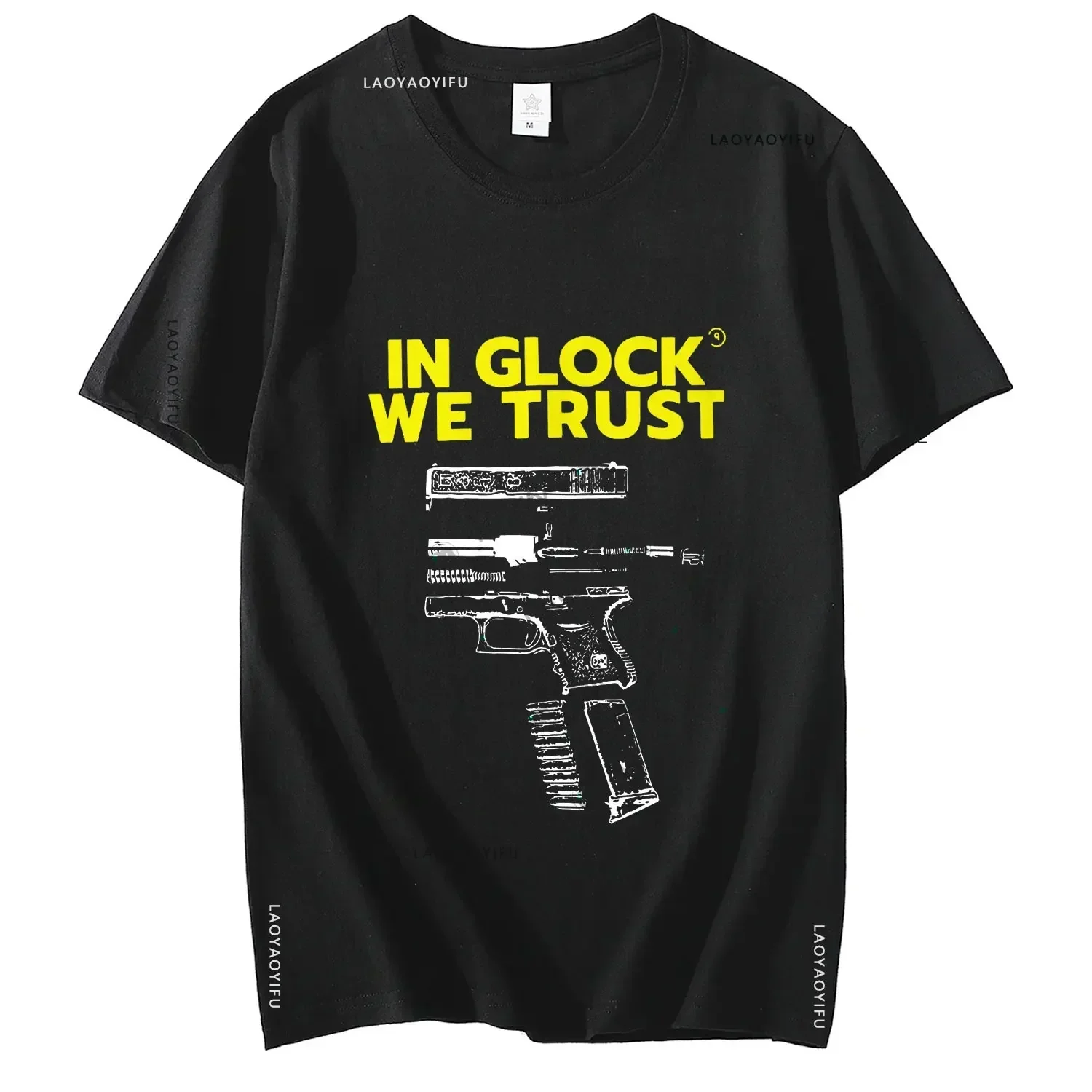 Funny Gothic T Shirt In Glock We Trust Print Vintage 80s 90s 100%Cotton T-Shirt Men Short Sleeve Unisex Harajuku Streetwear Tops