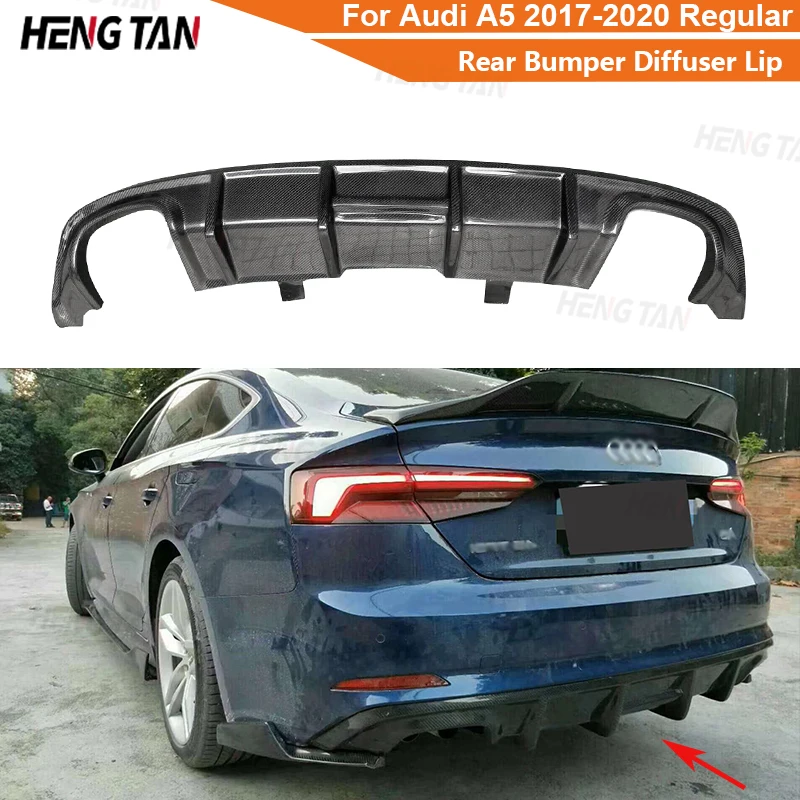 For Audi A5 2017-2020 Regular 4 Door Carbon Fiber Car Rear Bumper Lip Diffuser Spoiler Parts Car Accessories