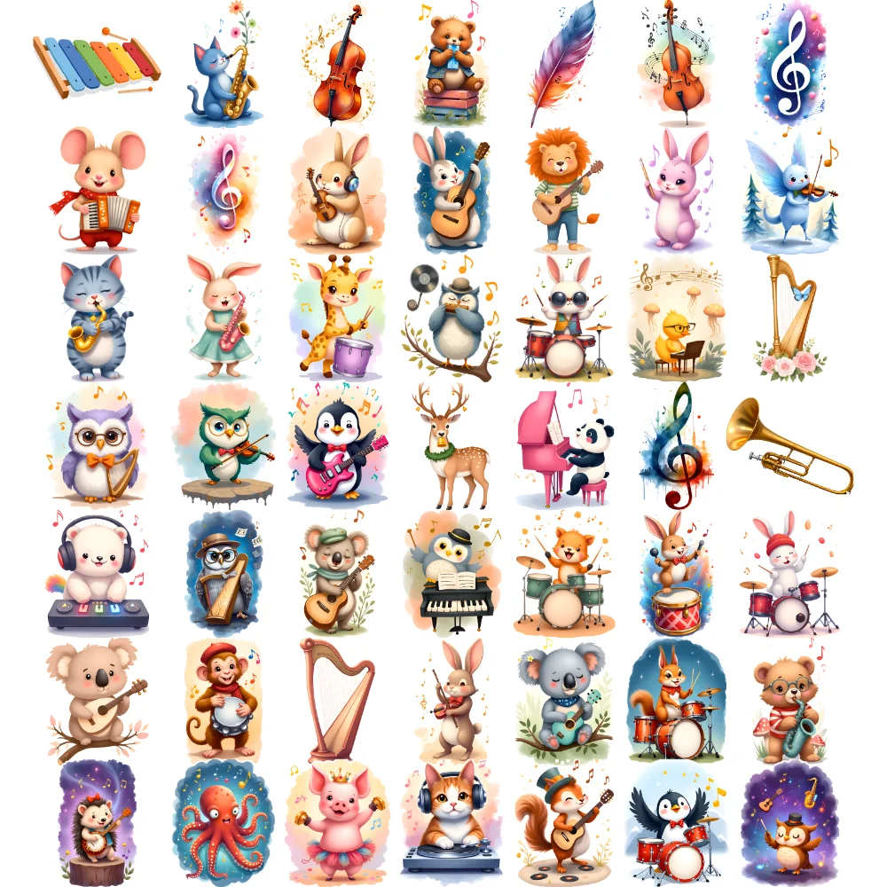 

63pcs Temporary Tattoo Music Stickers Waterproof Long-lasting Body Stickers Animal Stickers For Boys Women Shoulders