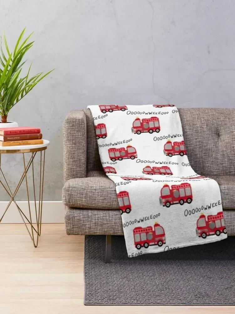 Firetruck - Red & White Throw Blanket Sofa Throw Picnic Plush Comforter Blankets