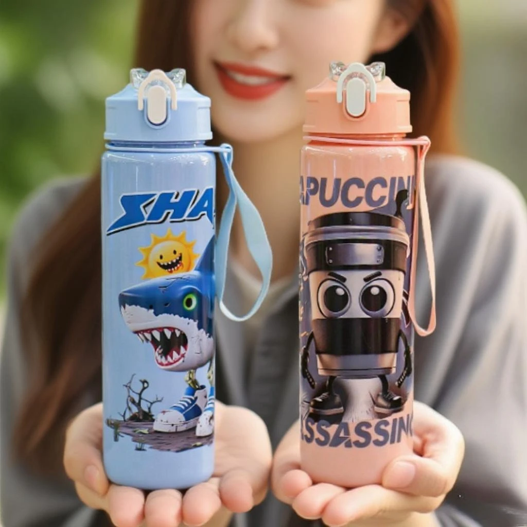 

750ml Italian Brainrot Water Bottle with Straw Tung Tung Sahur Tralalero Tralala Water Bottles Kids Boys Autumn Winter Bottle