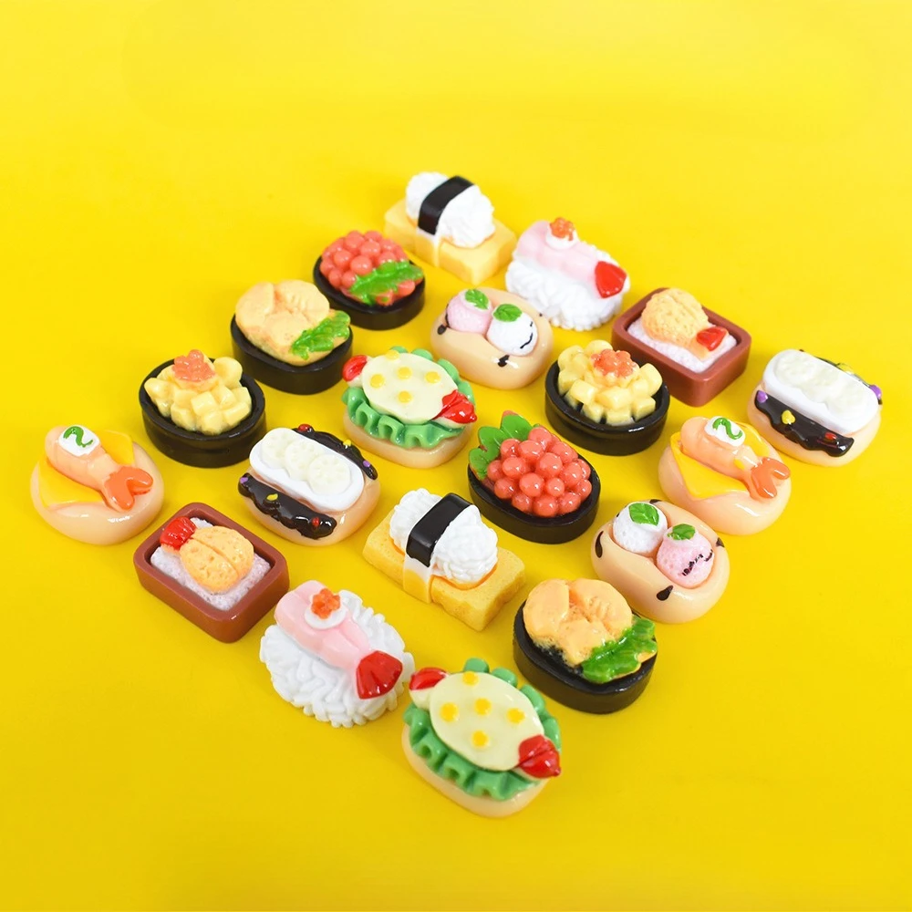 10pcs Mini Sushi Series Japanese Food Model Dollhouse Miniature Food Play Diy Resin Doll Accessories Toys Home Decor Decoration
