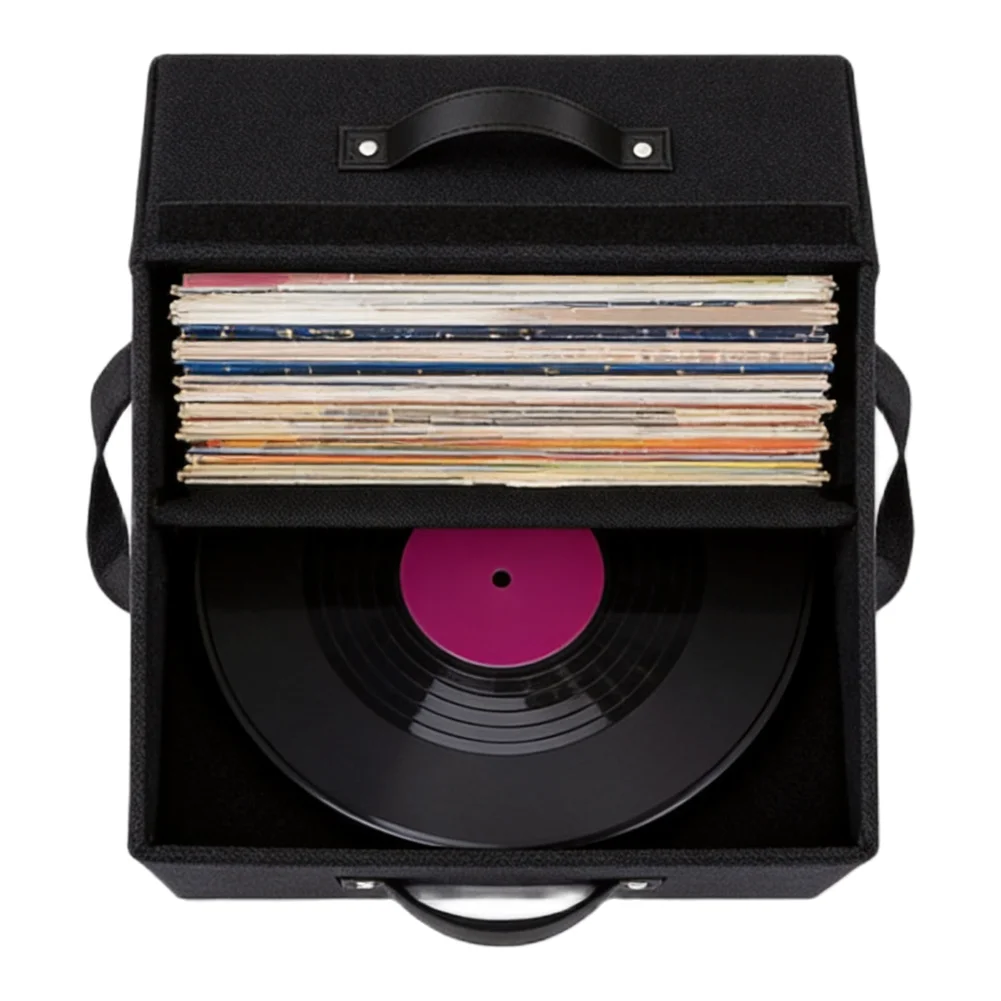Record Storage Box LP Album Organizer Home Decor Record Collection Large Capacity For 120 Records Large Capacity Vinyl Storage