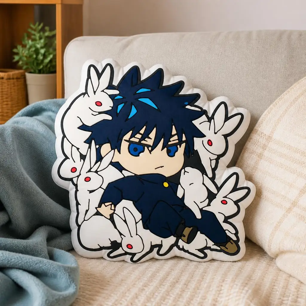 JJK Anime Fushiguro Megumi Plush Pillow Cushion Irregular Stuffed Throw Pillow Home Decor Gift Sofa Bed Couch