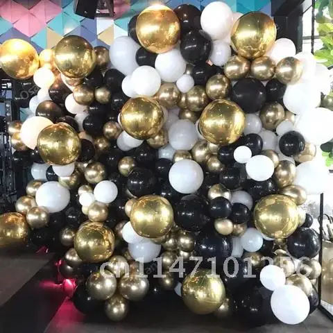 

10 Inch 4D Gold Round Foil Balloons Rose Gold Silver Ballons Birthday Party Decorations Kids Adult Inflatable Air Globos 10pcs