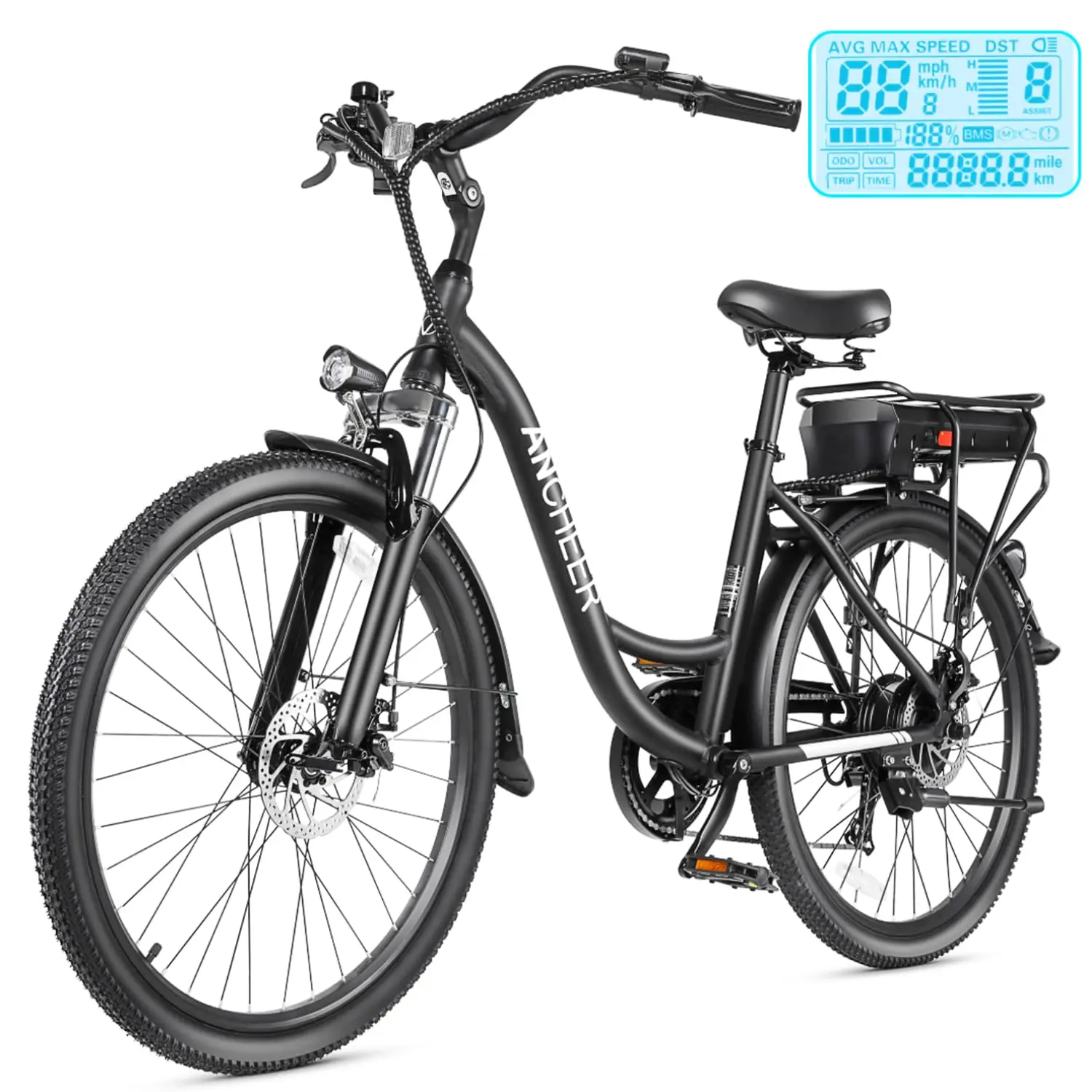

Adult Electric Bike 48V 10.4Ah 60 Miles 7-Speed LCD Suspension Disc Brakes Aluminum 85% Pre-Assembled, Customized