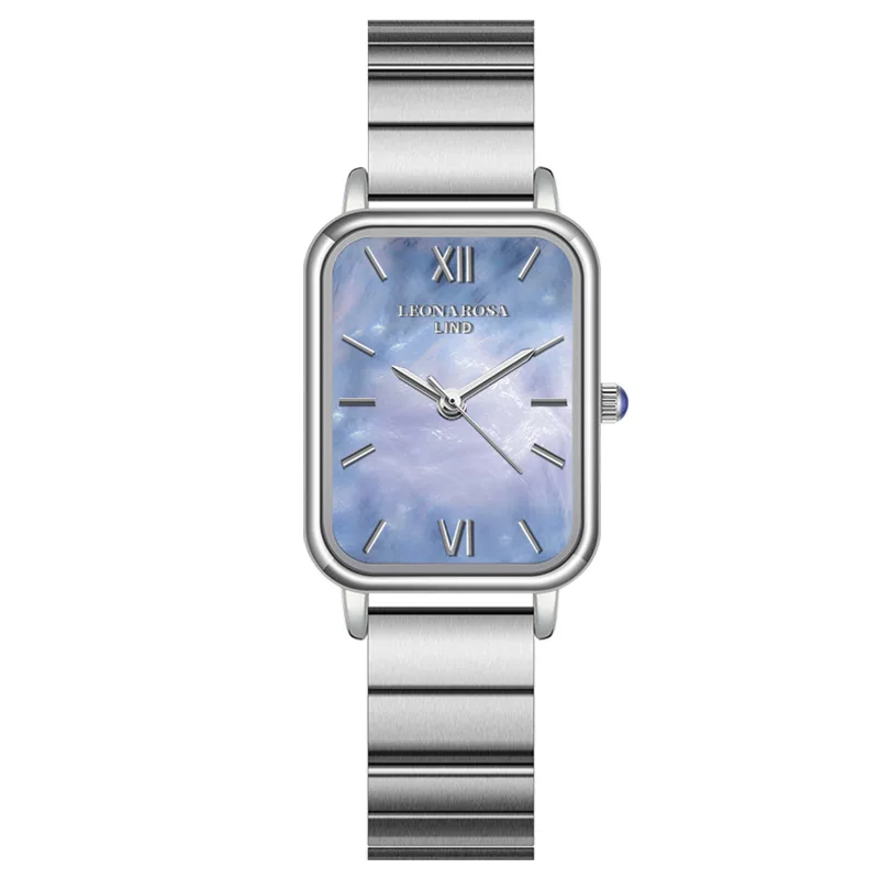 Orologio da polso da donna con quadrante in perla blu di lusso di moda da donna orologio da donna Casual in acciaio inossidabile pieno semplice orologio da donna piccolo