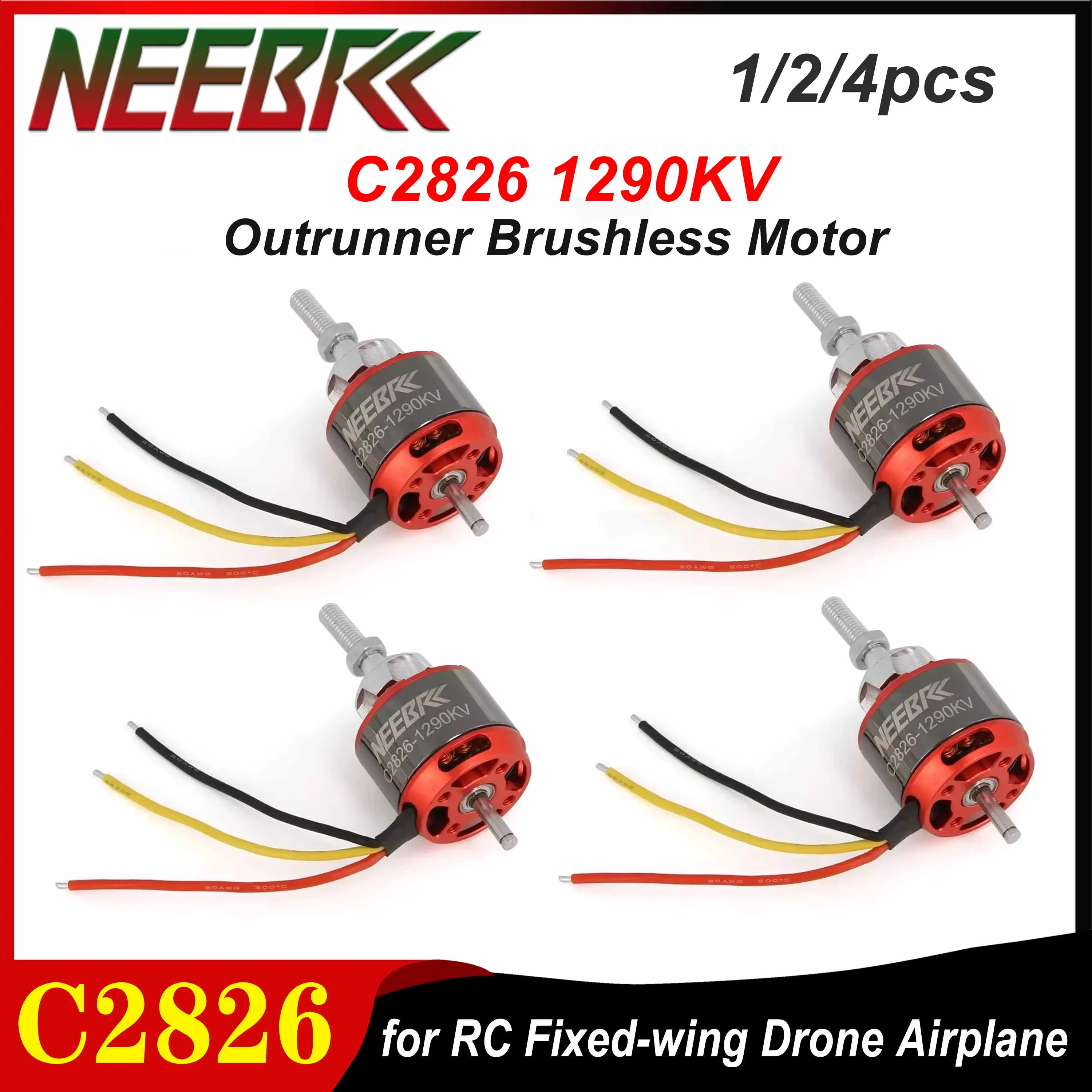 1/2/4 pièces NEEBRC 2826 1290KV moteur sans balais pour RC à voilure fixe FPV Drone de course quadrirotor avion pièces d'avion