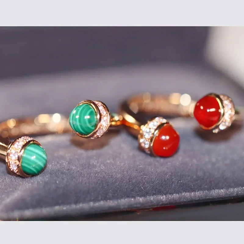 

New 2023 Trend Brand Anniversary Gifts Jewelry Top Quality Rings Colorful Stone Rings Gem Stone Rings Natural Stone Green Red