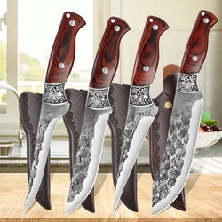 Handmade Bone Cleaver Boning Knife Japanese Kitchen Knife Forged Meat Cutting Stainless Steel Knives Chef Slicing Fruit Peeling