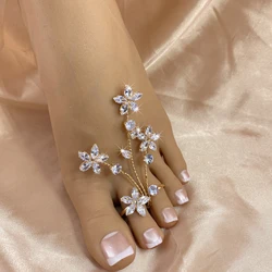 1cp Luxury Zircon Flower Women's Foot Ring Sexy Barefoot Beach Accessories