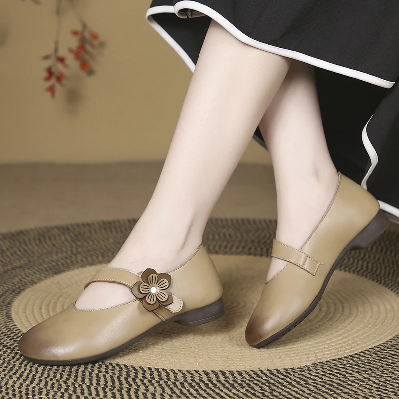 High Quality PU Leather Women's Flats 2024 Fashion Round Head Ballet Flats Simple Multi-purpose Summer Women's Single Shoes