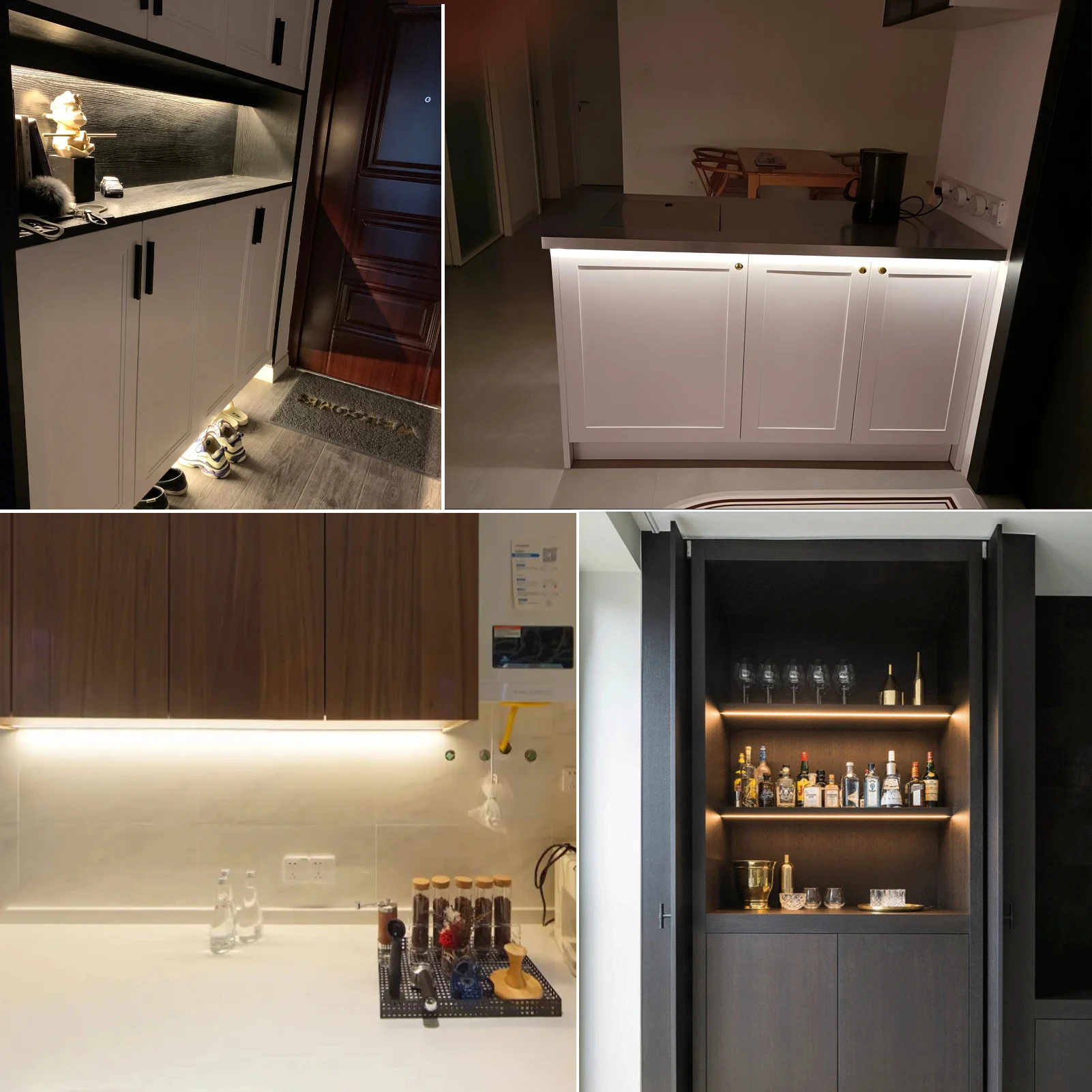 Tira de luz de gabinete activada por onda manual, Sensor IR, iluminación debajo del gabinete, cinta de luz con enchufe UE EE. UU. para cocina, armario, estantería