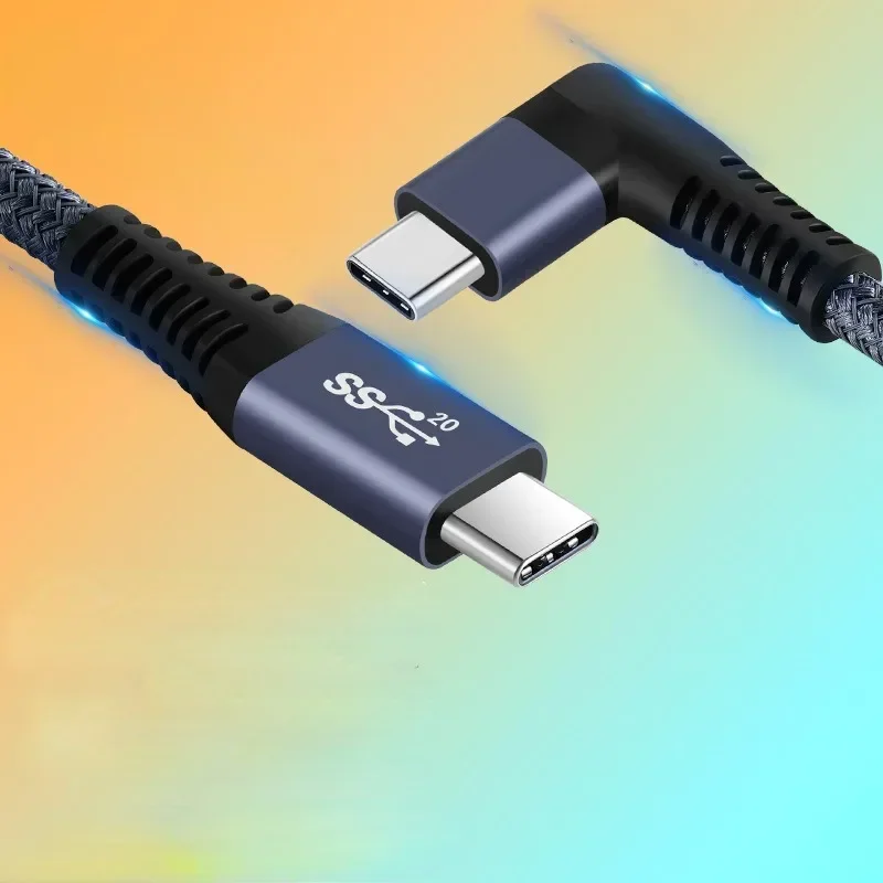 

20Gbps USB C Cable Fast Charge Type C Cord 90 degrees 100W HD 4K @60Hz Braided Male to Male for Macbook Xiaomi