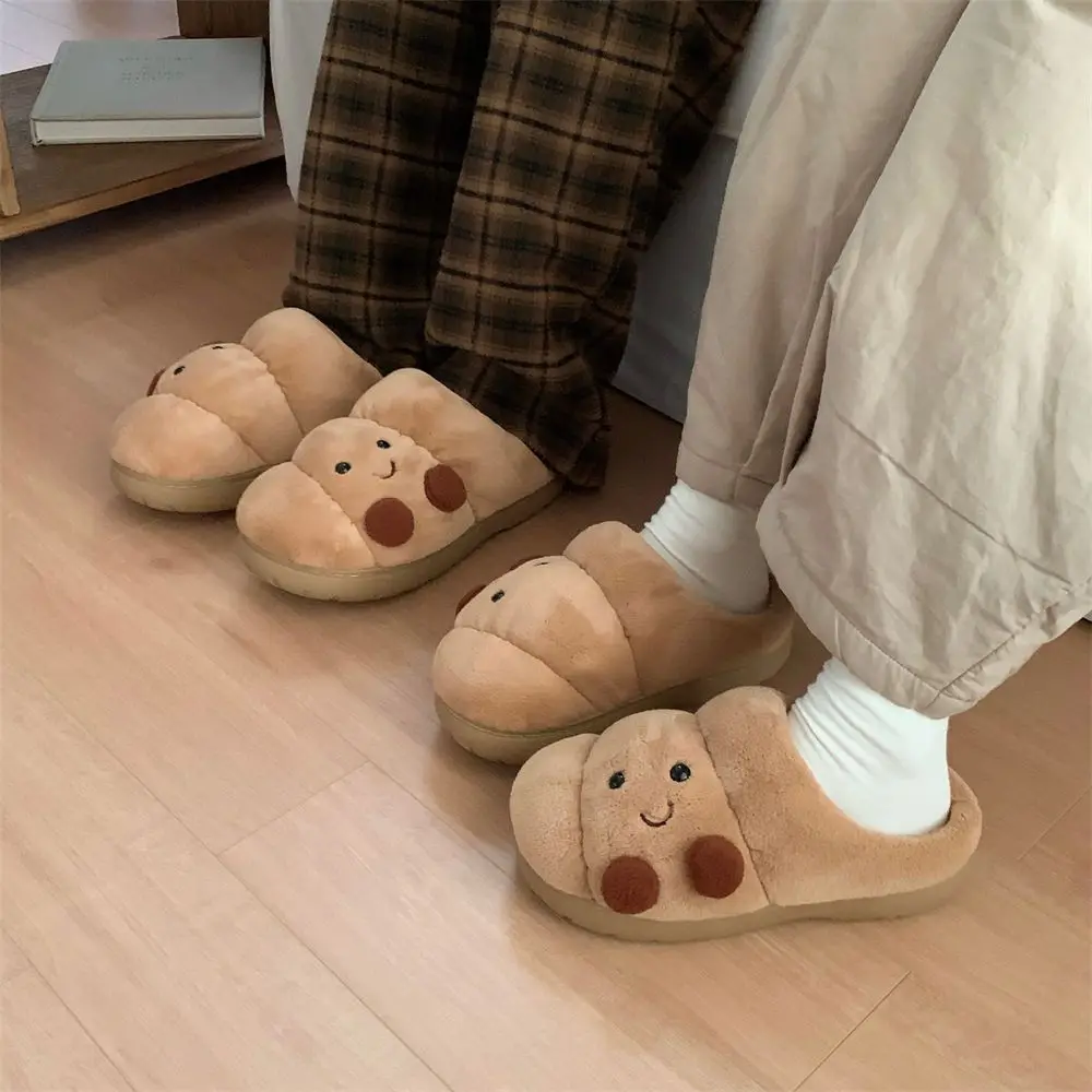 

Funny Croissant brand Slippers Unisex Women's Winter Slides Designer Home Fuzzy Slippers Mens Plus Size 36-45 House Flip Flops