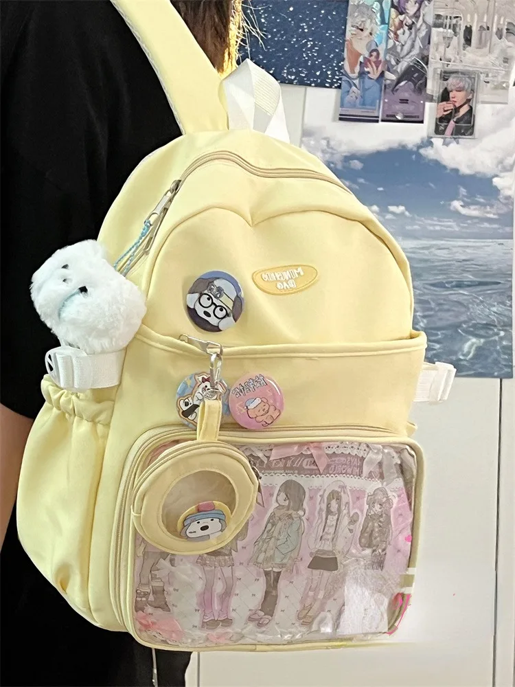 

Japanese Cute Girl Student Schoolbags Women's Two-dimensional Small Appetite Transparent Ita Backpacks Large-capacity Backpack