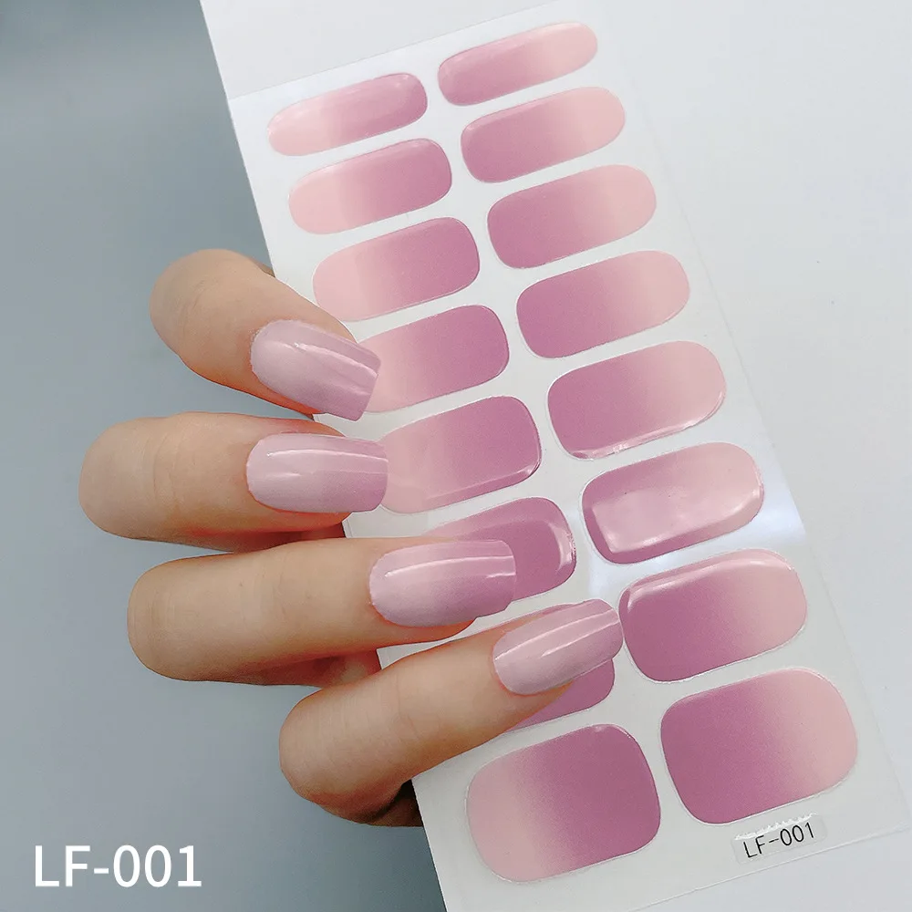 

16Tips DIY Baking-Free Nail Stickers Spring Summer Flowers Adhesive Nail Strips Patch Slider Full Cover Nail Decoration Decal