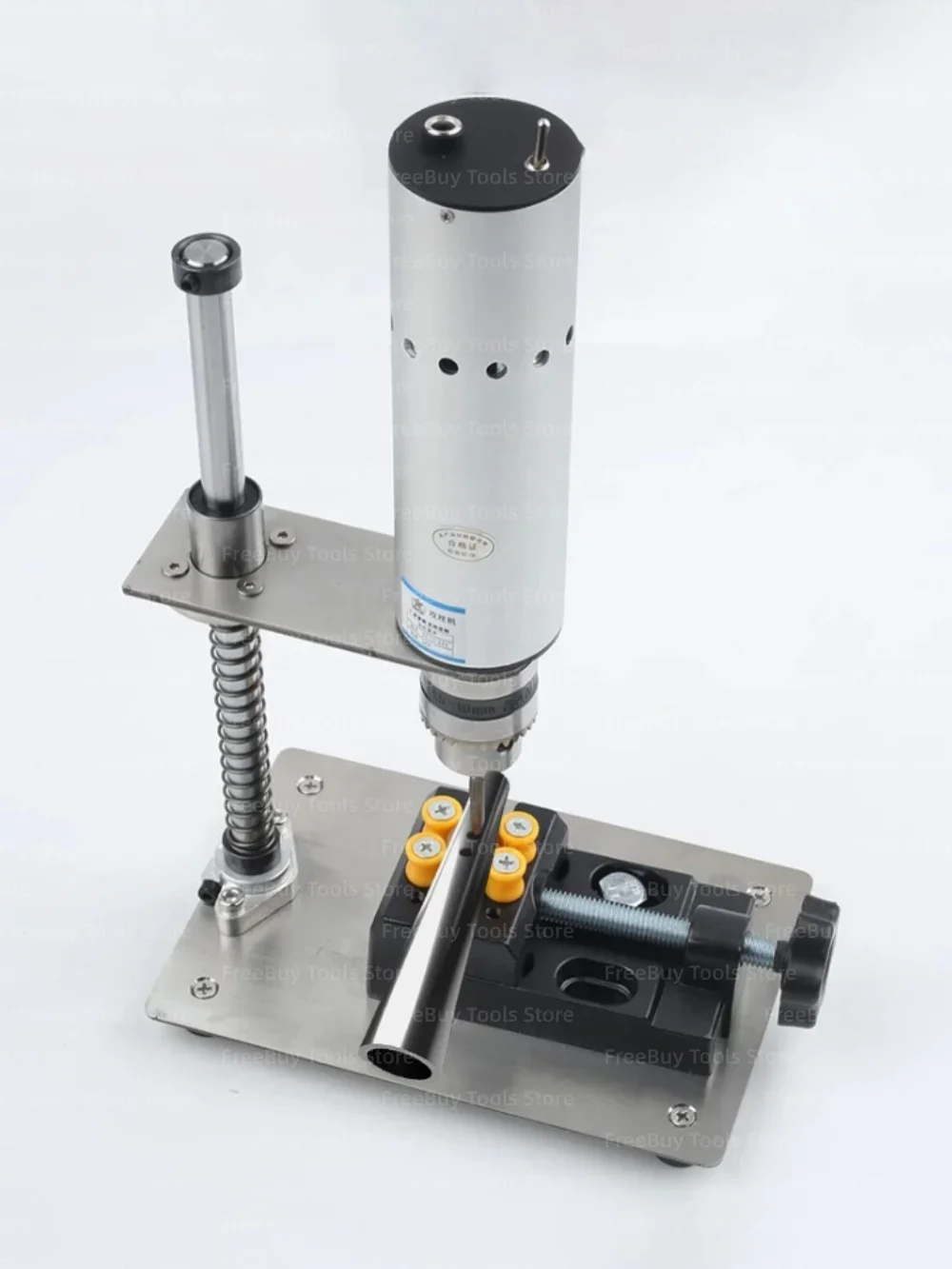 Portable Mini Bench Electric Tapping Machine – Thread Tapper Kit with 5 Taps, Variable Speed, Vice Clamp, for Metal & Plastic