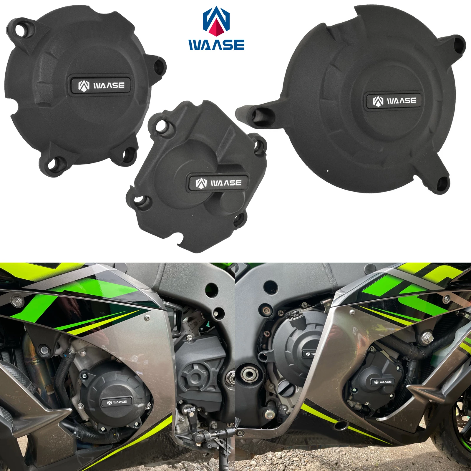 

waase Engine Guard Stator Clutch Pulse Case Cover Slider Crasg Protector Set For KAWASAKI Ninja ZX10R ZX-10R 2011-2015 2016-2021