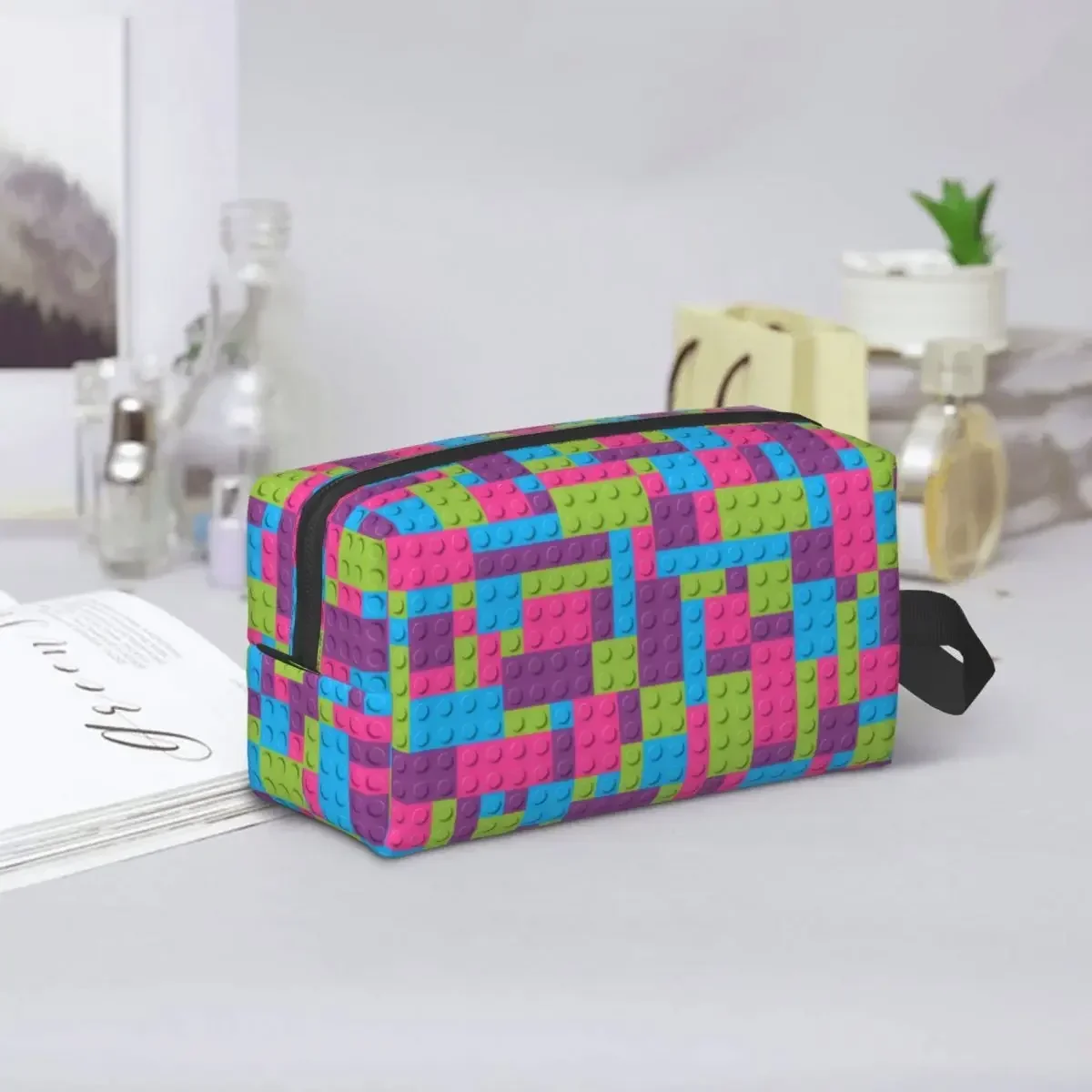 Custom Travel Building Plastic Brick Toy Blocks Toiletry Bag Makeup Cosmetic Organizer Women Beauty Storage Dopp Kit Case image 5