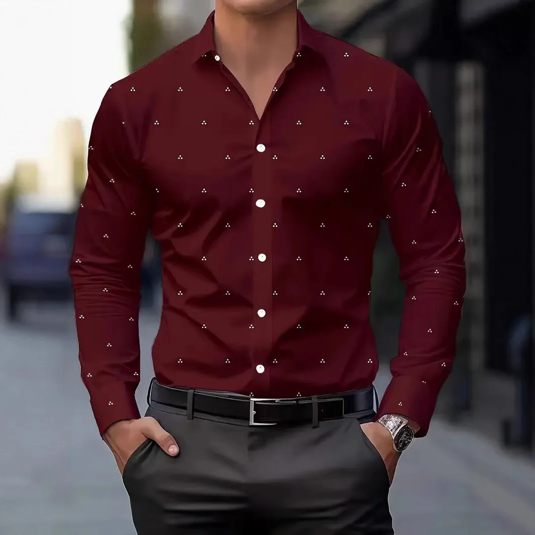 Spring And Autumn Men's Shirt Fashion Versatile Men's 3D Printed Long Sleeve Shirt