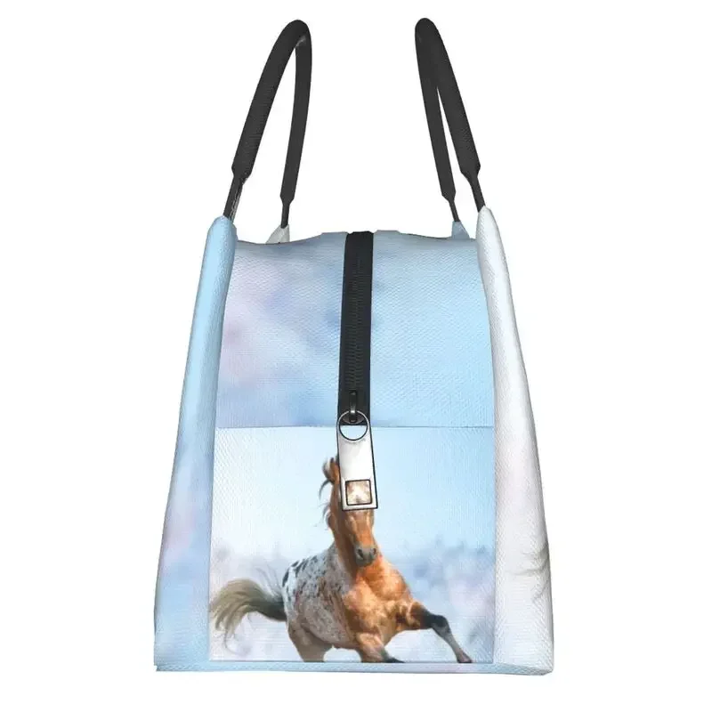 Appaloosa-fiambrera térmica portátil para mujer, bolsa de almuerzo con aislamiento al galope, ideal para correr, acampar en la playa