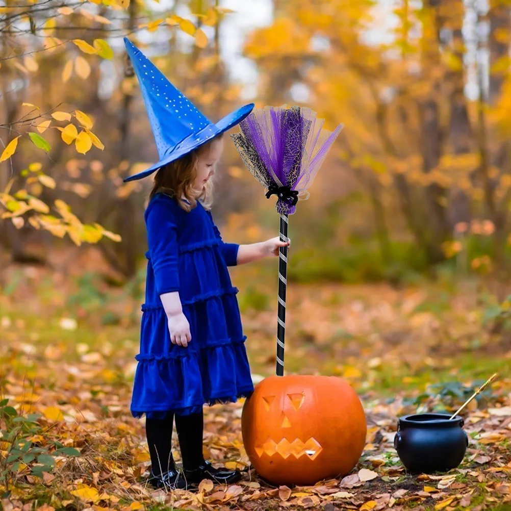 

Witch Hat Broom Set Halloween Cosplay Props Stage Performance Decor Accessories Girls Hat Broom Party Festival Wear