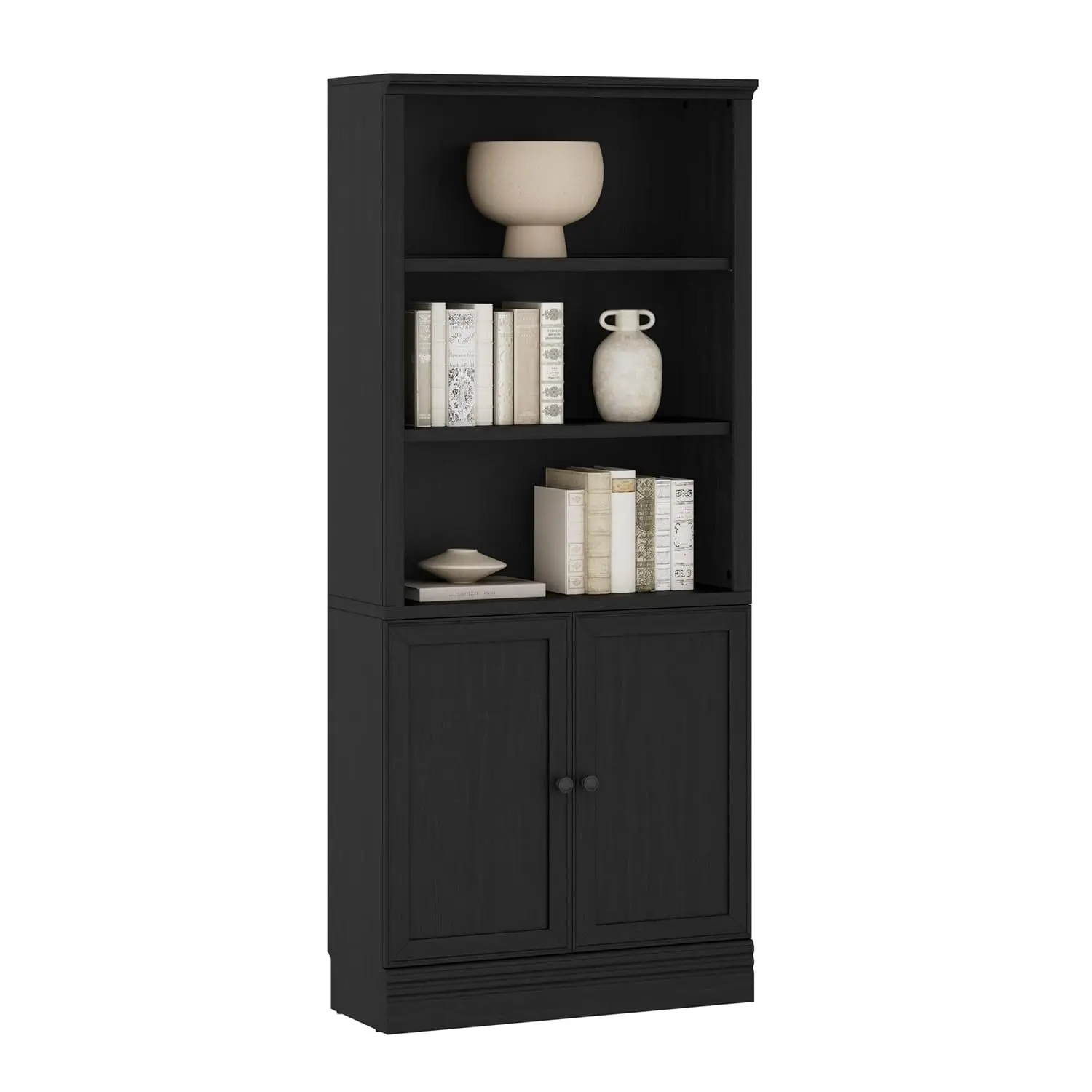 5-Tier Standard Bookshelf with Door & Adjustable Shelves, 72.5