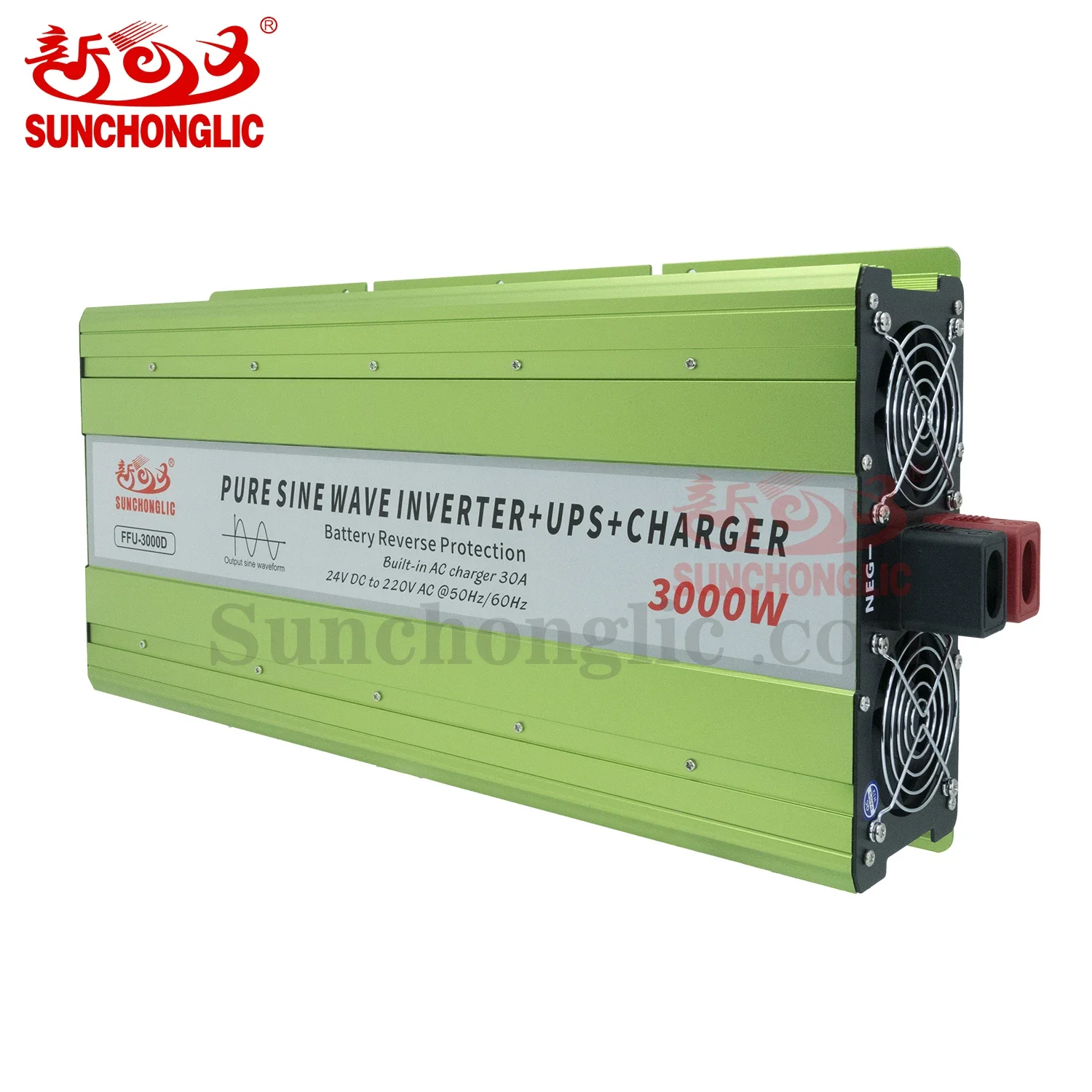 Sunchonglic 24v 220v 3kw 3000w 3000 watt off grid pure sine wave inverter ups power inverter with AC charger