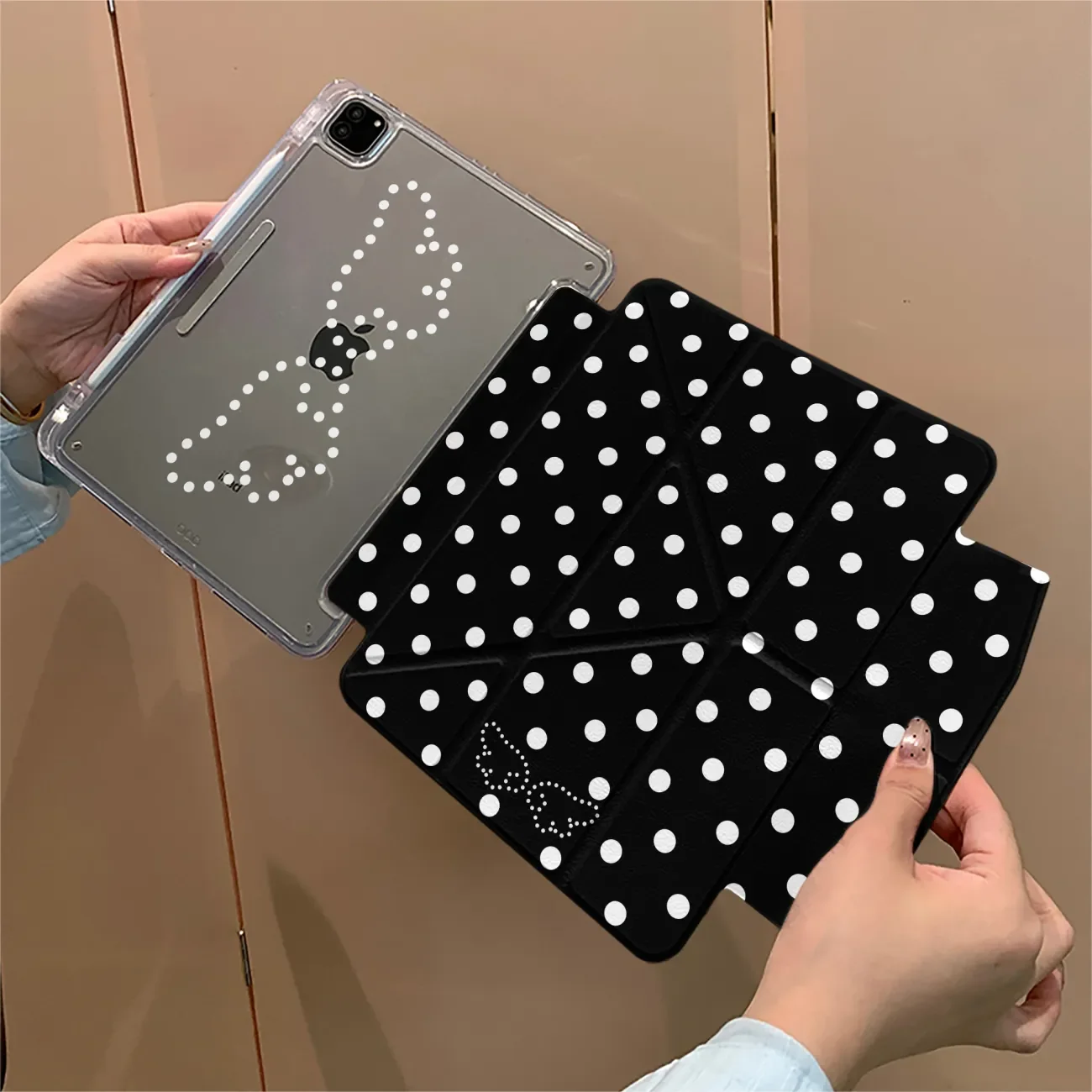 Funda coreana con diseño de alas y lunares Y2K para iPad Pro 13, 11.ª generación, M5, M4, 12.9, A16, 10, 8, 7, 9.ª generación, 10.ª generación, para iPad Air 11, M2, M3, Mini, funda para tableta