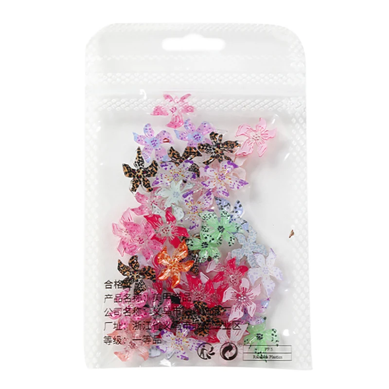 50 pçs gelo transparente flor resina 3d arte do prego encantos lírio flores decorações de unhas diy jóias acessórios