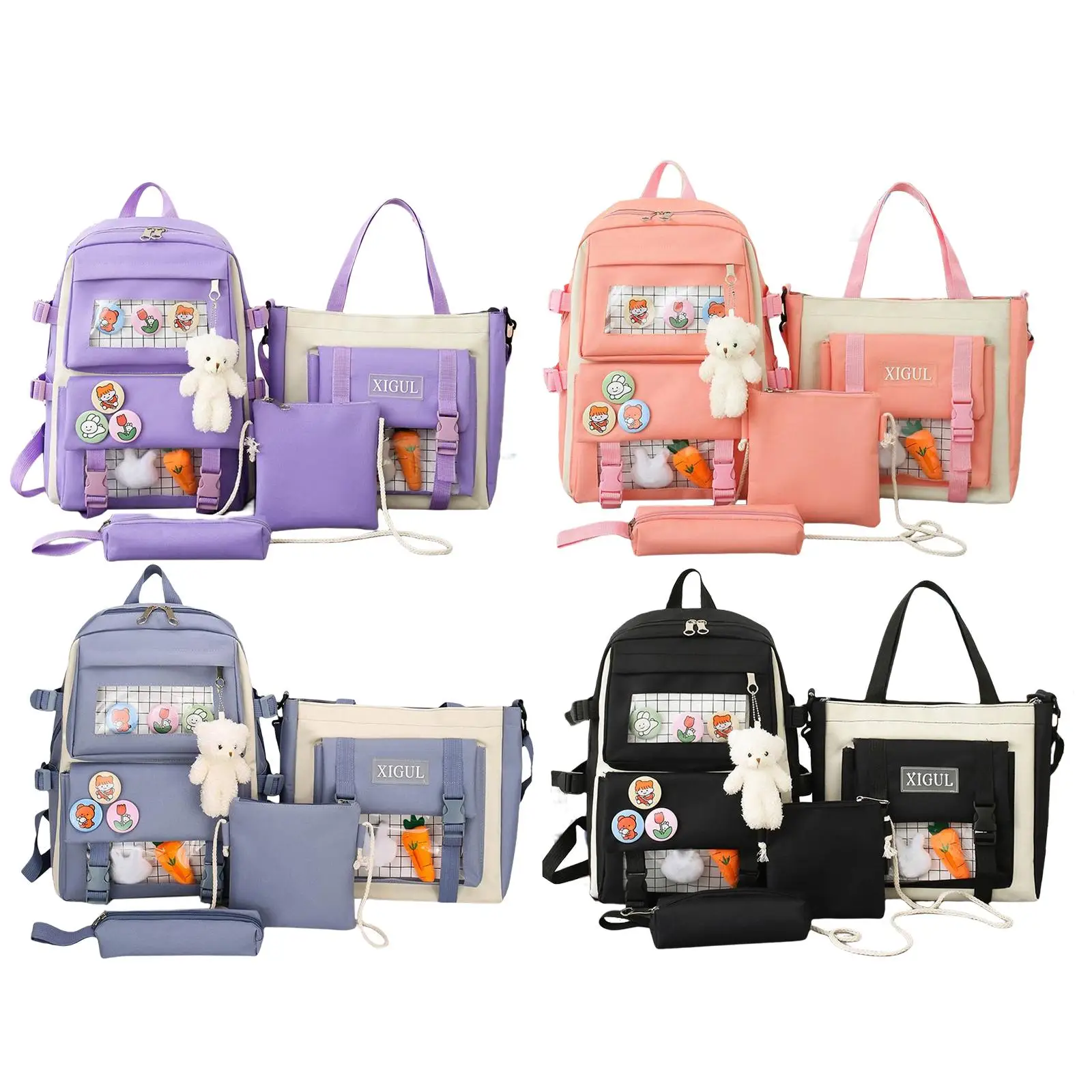 

Fashion Backpack Bags 4Pcs/Set Travel Bookbag Shoulder Bag Rucksack for Teenage High School Student Girl