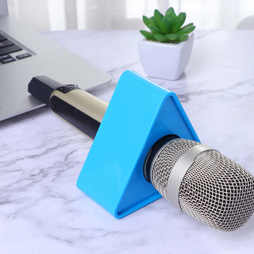 

4pcs Triangular Microphone Flag Station Portable Mic Logo Box For Radio Broadcasting Voice Over Interview Conference Use Sturdy