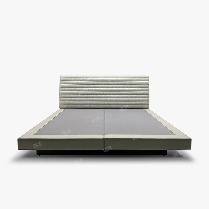 

Fabric, Italian, minimalist, modern, light luxury Internet celebrity quality, cotton and linen, bedroom, leather bed