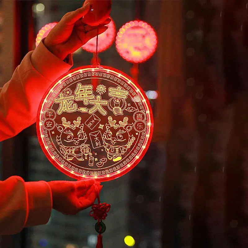 Chinese New Year Lanterns Lights LED String Lights 2024 Year Of The Dragon Decorative Lanterns Ambient Lighting Suction Cup