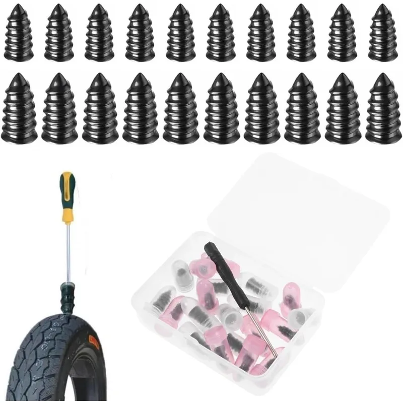 AliExpress 21 Pieces Vacuum Tire Repair Nails, Rubber Spiral Nails Supplied with Screwdriver for Cars, Trucks,Bike Rubber Tire Repair Kit