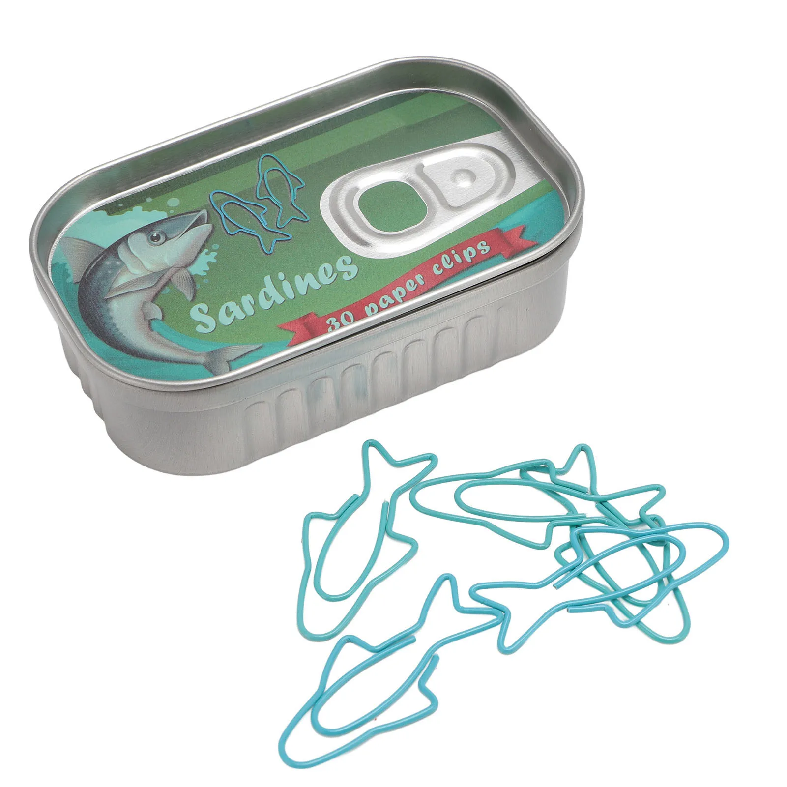 30Pcs Gifts Decorative Fish Shaped Paper Clips Metal With Tin Storage Box Bookmark Clips Mixed Memo Clips Scrapbooking