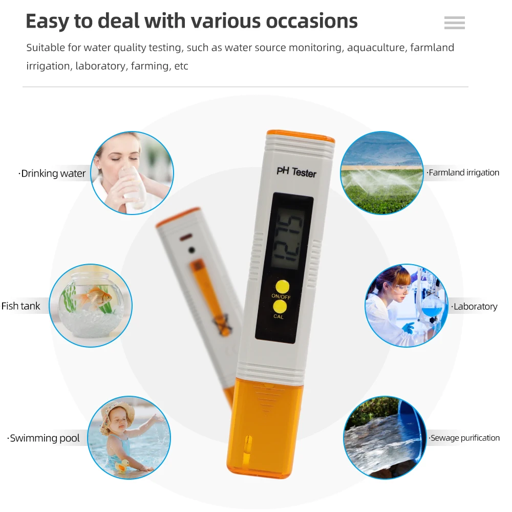 Digital PH Meter Pen Water Quality Tester Accuracy 0.01 PH Temp Test Aquarium Pool Drinking Water Detector 0-14pH