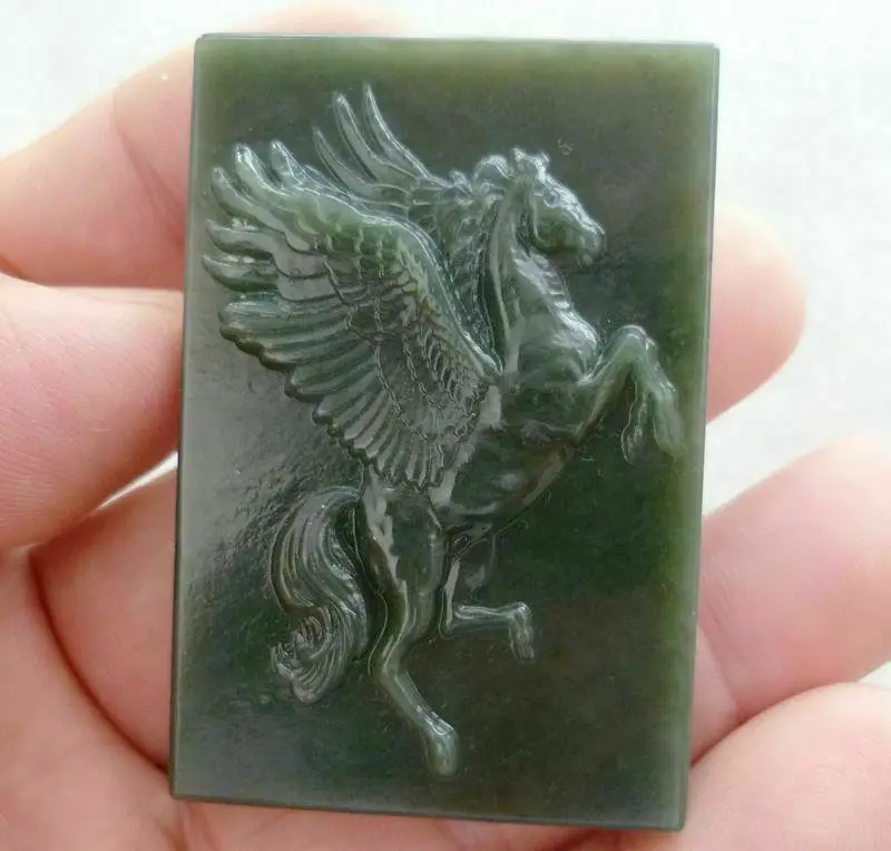 

China's Hetian jade carving horse Pegasus statue mural