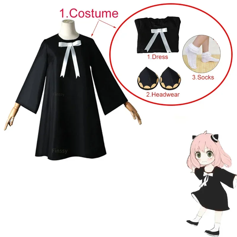 Halloween Spy X Family Anya Forger Costume Anime Cosplay Wig Adult Clothing Including Socks Devil Horn Headgear MN3