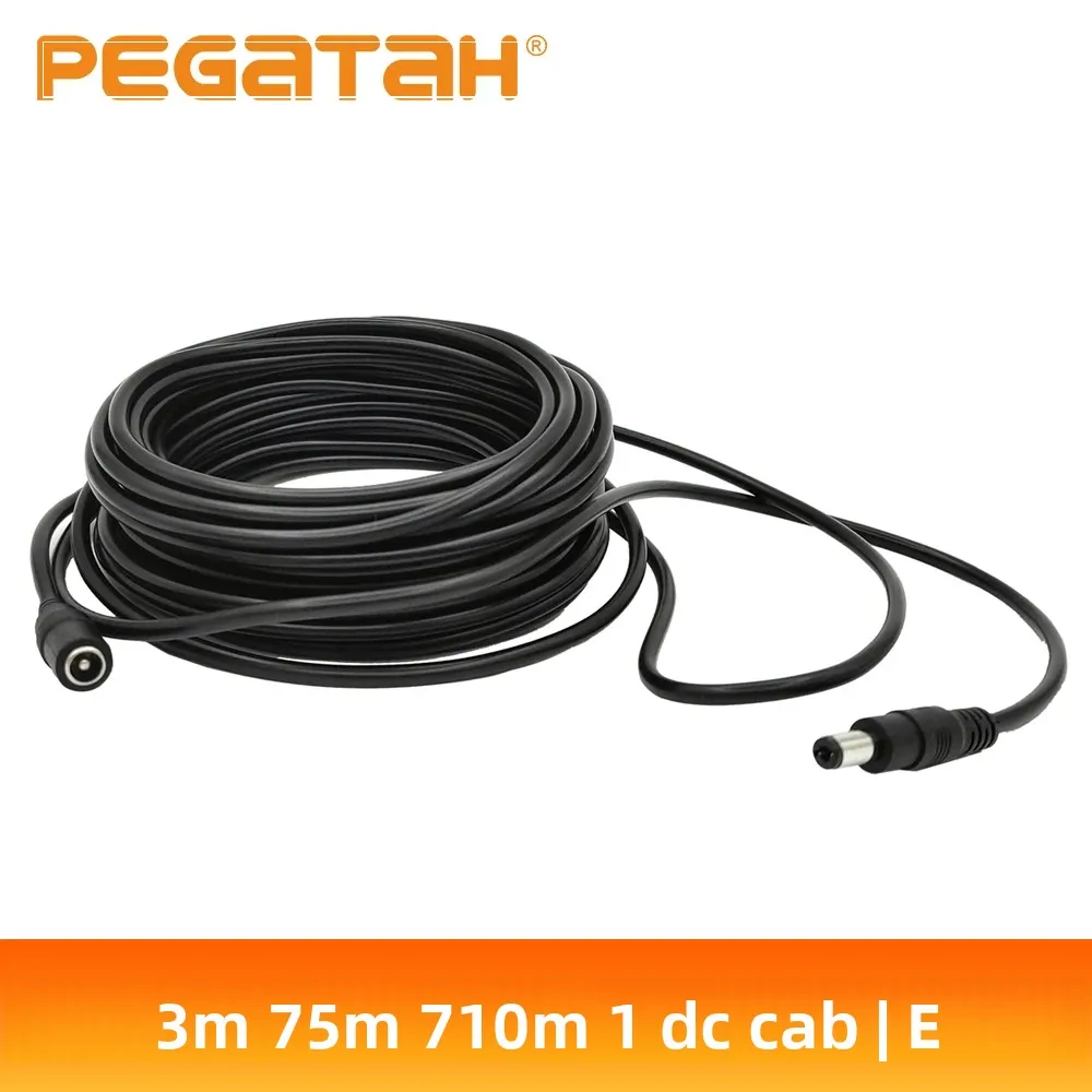 3M 5M 10M DC12V Power Extension Cable 5.5mm*2.1mm Connector Male To Female For LED Lamp CCTV Security Camera Black Power Cord